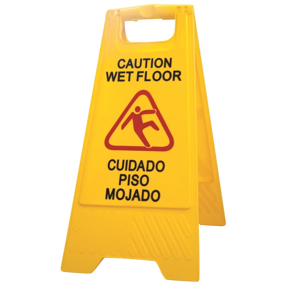 Safety Floor Sign with Caution Wet Floor Imprint, Yellow